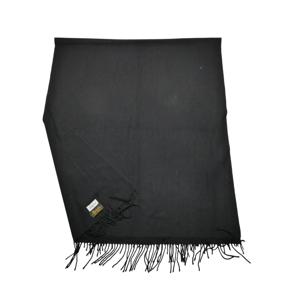 Amicale Scarf Womens One Size Black Himalayan Wool Angora Fringe Wrap USA